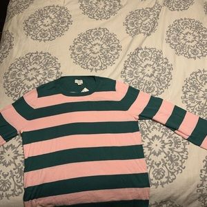 J crew sweater-new with tags-large. Green /pink rugby stripe